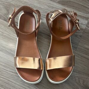 MIA Metallic Gold and Brown Sandals